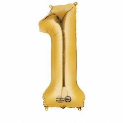 Balon foliowy Złoty Cyfra 1 Roczek 86 cm